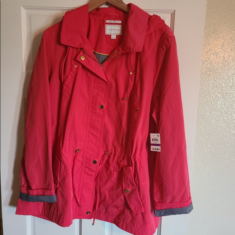 Pink anorak water resistant jacket